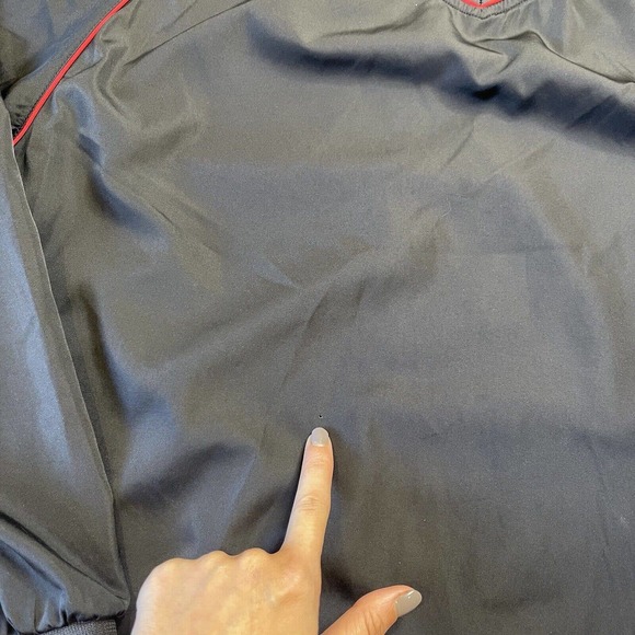 Footjoy FJ Mens L Black Red Trim Long Sleeve V Neck Windbreaker Golf Pullover - Picture 3 of 7